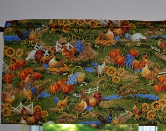 Farmhouse Sunflower Valance . Seasonal  Barnyard Autumn Kitchen Curtains .