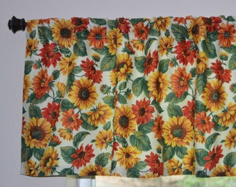 Sunflower Valance . Floral Kitchen Valance . Summer Curtains . Custom Curtain . Copper Gold Valance . Sunflower Wildflower Curtains