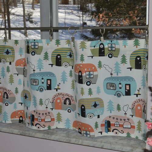 Retro Happy Camper Valance . Kitchen Trailer Curtains . Etsy