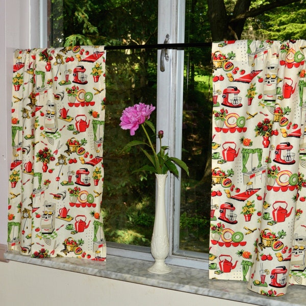 Half Red Curtain Etsy