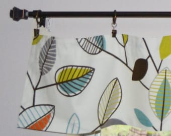 Retro Leaf Valance:  Mini Valance, Mid-Century Modern Kitchen Curtain, Coventry Carson Fabric