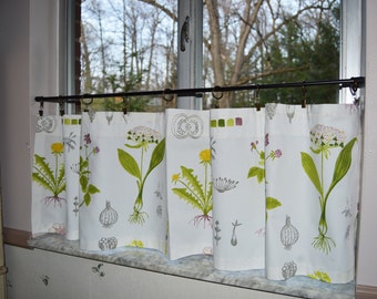 Kitchen Cafe Curtains Waverly Pom Pom Play Spa Gray Floral Etsy