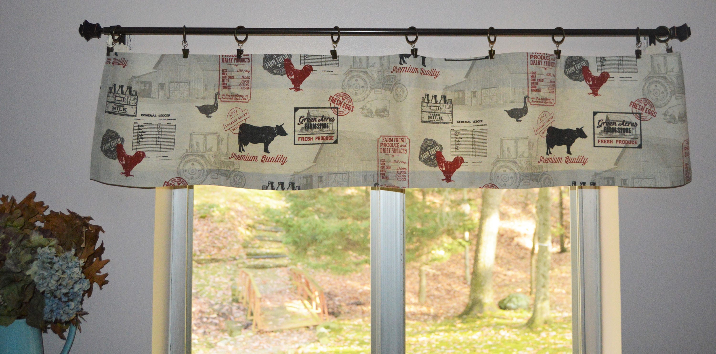 Farmhouse Country Valance Mini Kitchen Valance Farm Cows Etsy