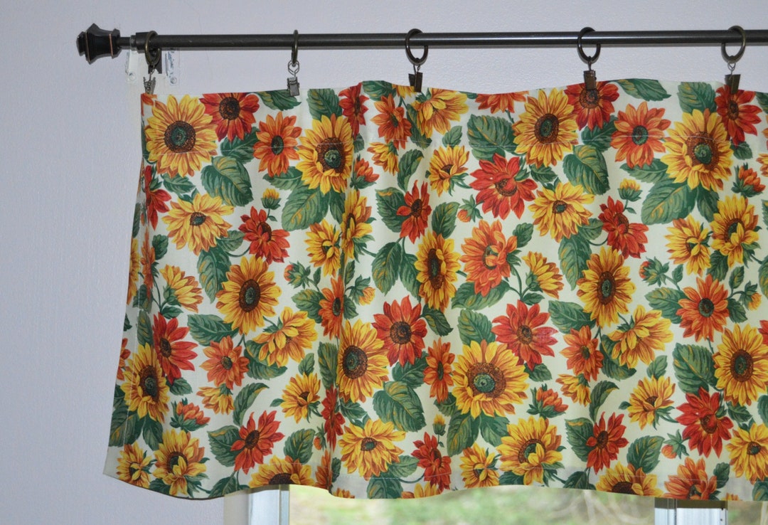 Sunflower Valance . Floral Kitchen Valance . Autumn Fall Curtains