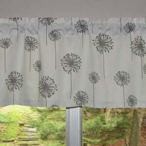 Dandelion Valance . Gray and White Dandelion Valance . Lined or Unlined. Request a Custom Size . by Pretty Little Valances image 2