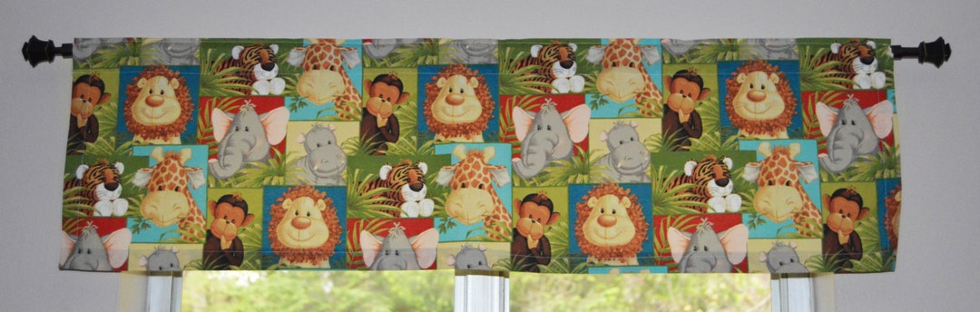 Children's Valance . Playroom Curtain . Nursery Valance . Jungle Animal ...