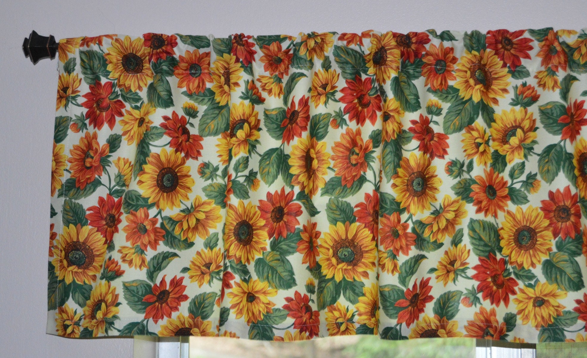 Sunflower Valance Floral Kitchen Valance Autumn Fall Etsy