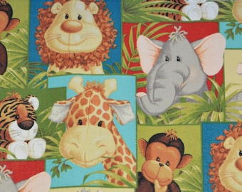 Jungle Animal Babies Valance . Playroom Curtain . Nursery Valance . Kids Bedroom . LIGHTWEIGHT Cotton. School Classroom Curtain