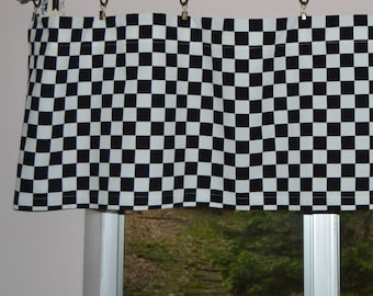 Checkered Flag Valance: Race Car Decor, Boys Bedroom, Man Cave