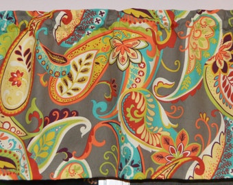 Paisley Kitchen Valance: Colorful Whimsy Mardi Gras Print
