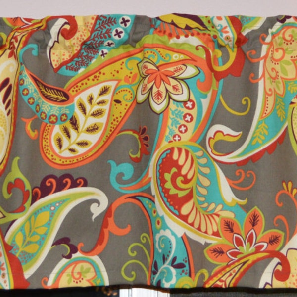 Paisley Kitchen Valance: Colorful Whimsy Mardi Gras Print