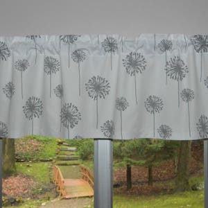 Dandelion Valance . Gray and White Dandelion Valance . Lined or Unlined. Request a Custom Size . by Pretty Little Valances image 1