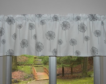 Dandelion Valance . Gray and White Dandelion Valance . Lined or Unlined. Request a Custom Size . by Pretty Little Valances