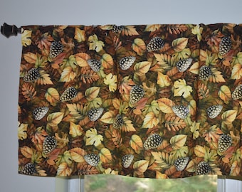 Autumn Leaf Kitchen Valance: Lightweight Cotton Fall Window Curtain