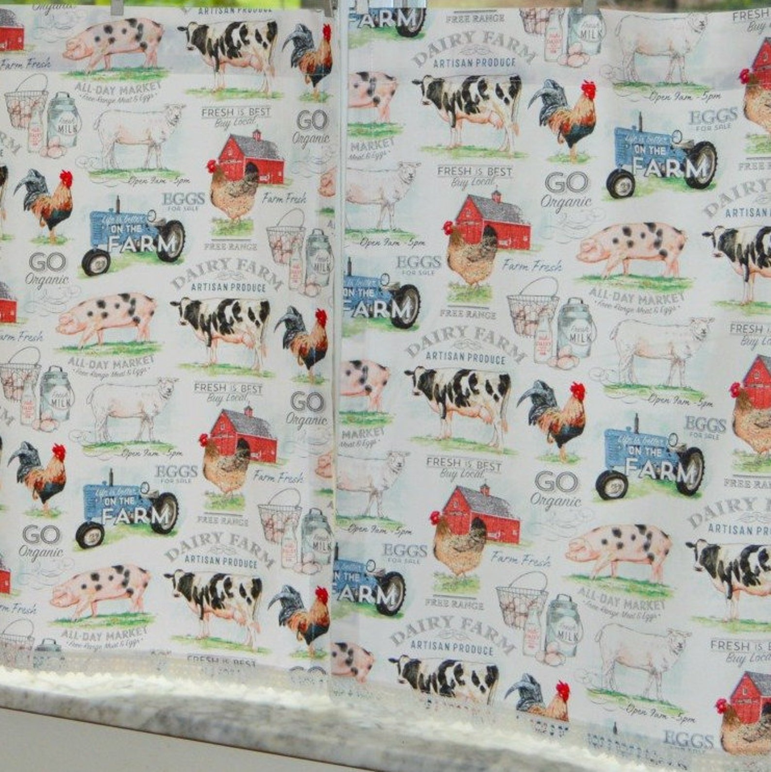Country Kitchen Farmhouse Cafe Curtains . Barnyard Lightweight | Etsy