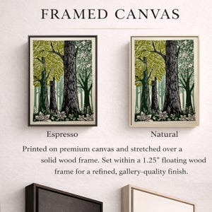 Green Woodland Landscape Print, Scandinavian Nature Forest Lover Canvas image 5