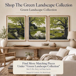 Green Woodland Landscape Print, Scandinavian Nature Forest Lover Canvas image 11