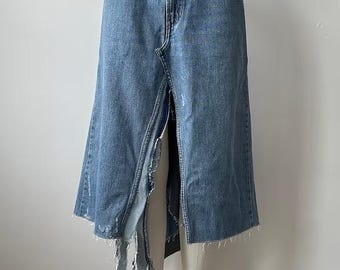 denim asymmetrical skirt  made out of vintage Levis
