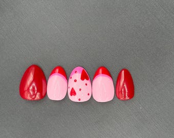 Handmade Valentines Day Press On Nails|Custom Fit Nails| Glue-On Nails|Gift For Her