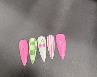 Handmade Valentines Day Press On Nails|Custom Fit Nails| Glue-On Nails|Gift For Her
