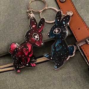 Galaxy bunny 2 sided 3” magical keychain