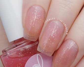 Cullinan - Very Sheer Pink Jelly Nail Polish with Iridescent Glitter - Jelly Nails - Clear Pink - Handmade Nail Polish