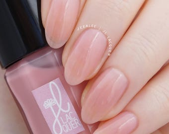 Absolut - Soft pale pink milky jelly nail polish. Handmade, sheer, for natural glowing nails.