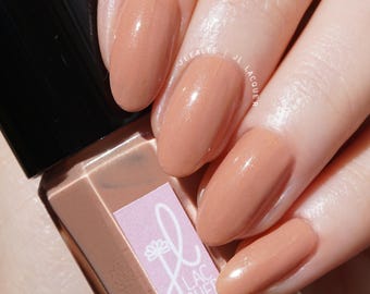 Vulcan - Nude beige nail polish with subtle gold pearl. Handmade, vegan, 10-free