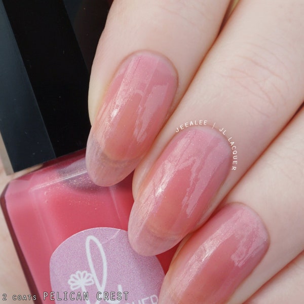 Pelican Crest - Sheer Coral Sheer Jelly Nail Polish with Subtle Rose Gold Shimmer - Handmade Nail Polish, Indie Nail Polish - Pink Nails