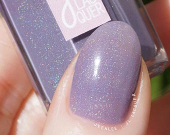 Huracán: Periwinkle blue purple creme nail polish with silver holo glitter. Vegan, handmade, 10-free