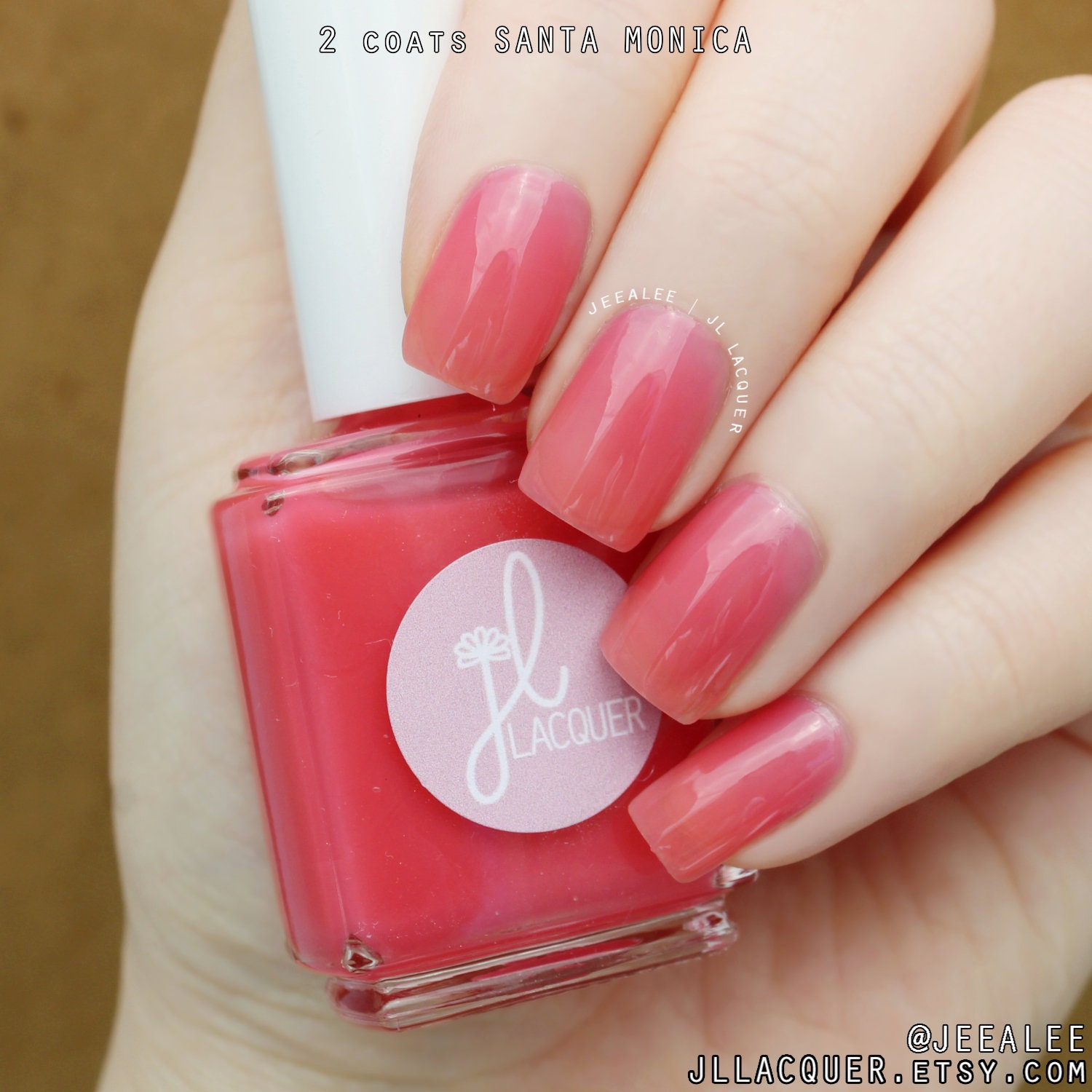 Santa Monica Coral Pink Jelly Nail Polish Handmade Nail - Etsy