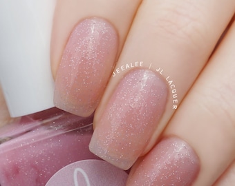 Twinkle - Pale Lilac Sheer Jelly Nail Polish with Holographic Silver Glitter - Handmade Nail Polish - Lip Gloss Nails - Glow