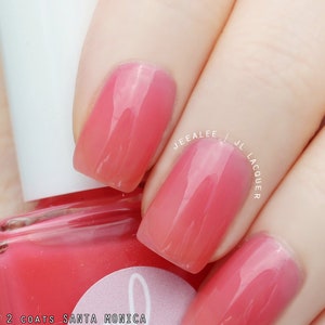 Santa Monica - Coral Pink Jelly Nail Polish - Handmade Nail Polish, Indie Nail Polish - Pink Jelly Nails - Orange Pink Jelly Nail Polish