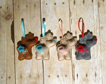 Felt Reindeer Ornament - Reindeer Gift Tag - Personalized Felt Reindeer Ornament