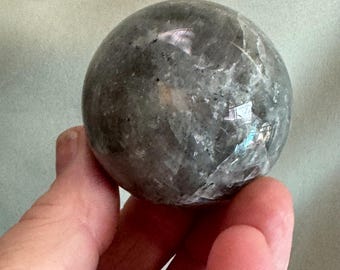 Magical Labradorite Sphere with Rainbow Flash | Pocket Portal to Intuition, Transformation, Cosmic Wonder