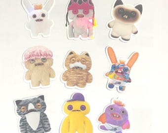 Pegatinas holográficas de monstruos feos