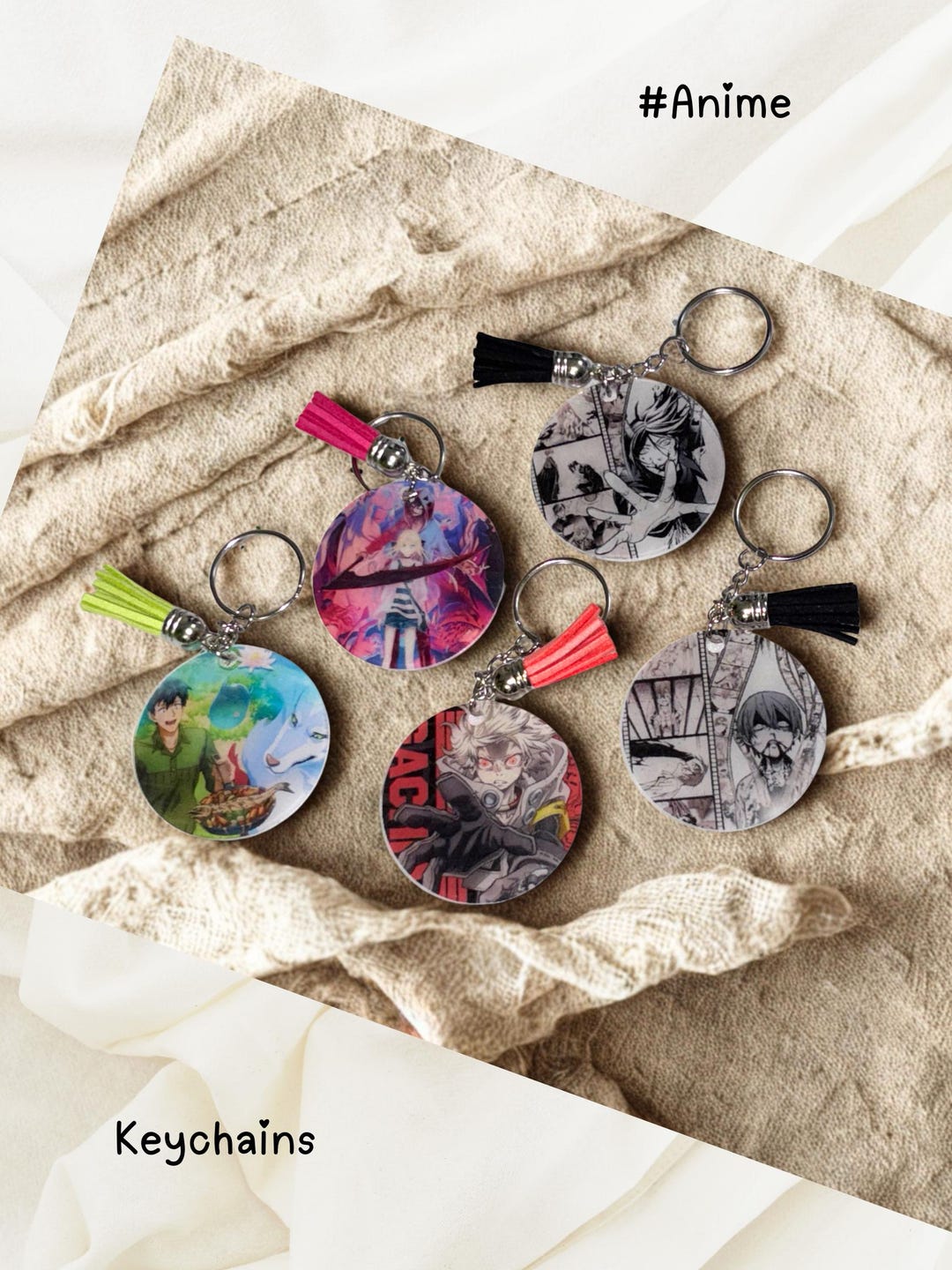 Anime Keychains | Set of 5 - Etsy