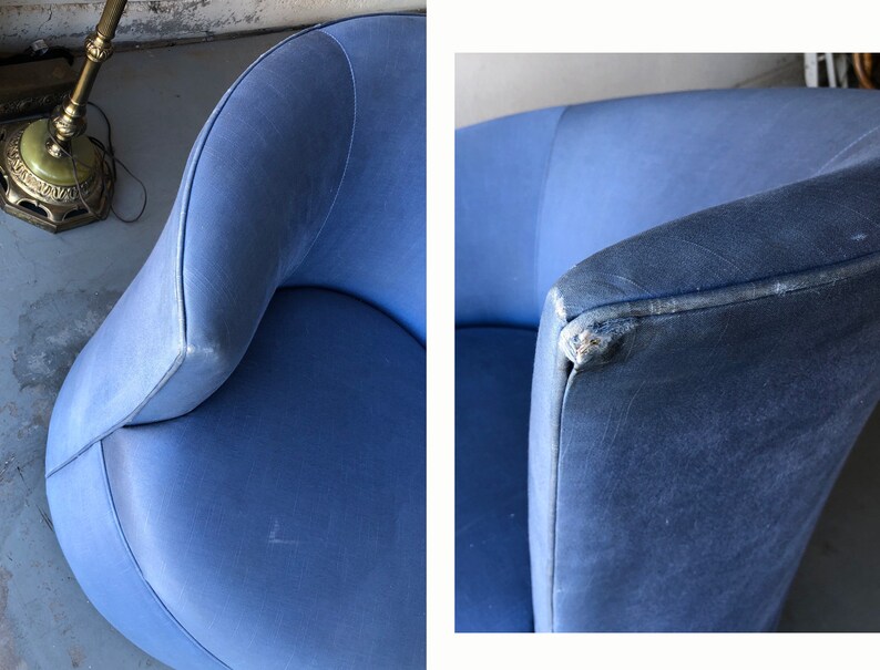 1940s Asymmetrical Chair Fan Back Hollywood Regency 1940s Swivel Tub Club Chair Mid-Century MCM Kagan Nautilus Style