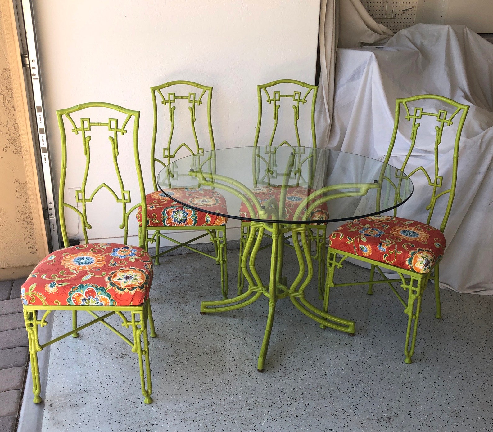 Vintage Kessler Patio Dining Table & Chairs Lime Green Cast Etsy