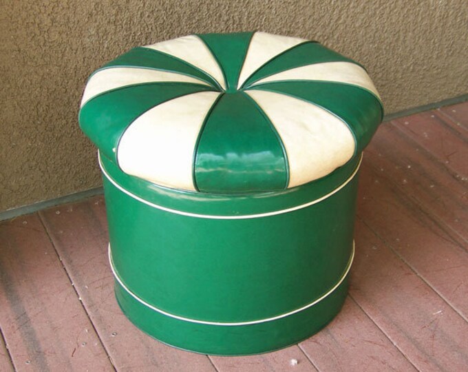 Mid Century Ottoman Footstool With Storage Inside 1950s Green Etsy