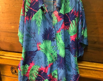 Vintage Hawaiian Shirt by Evas Hawaii - Silk & Rayon L