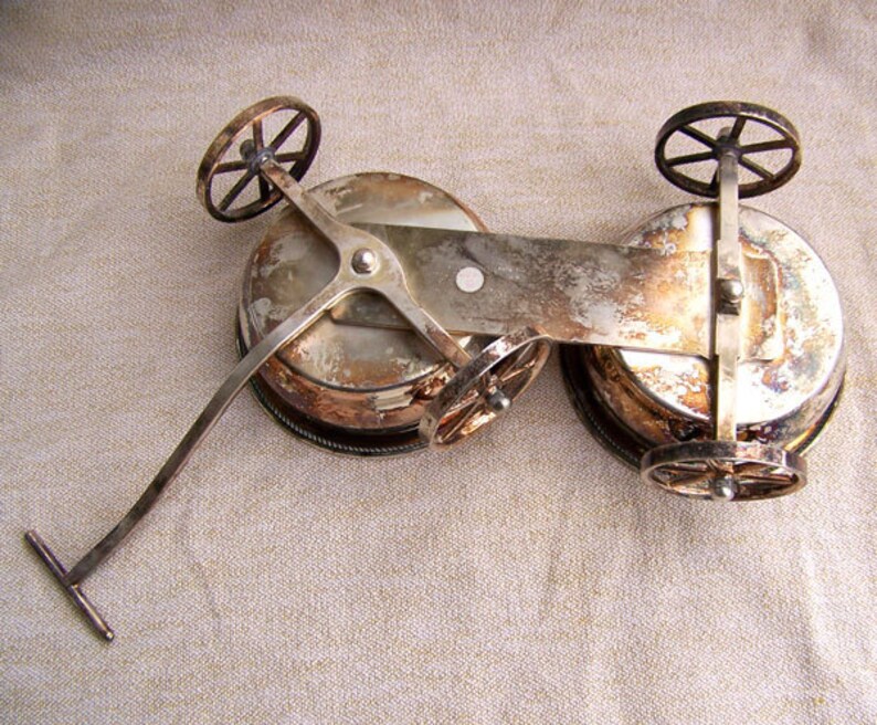 Vintage Rogers silver wine caddy wagon cart serving dish Etsy