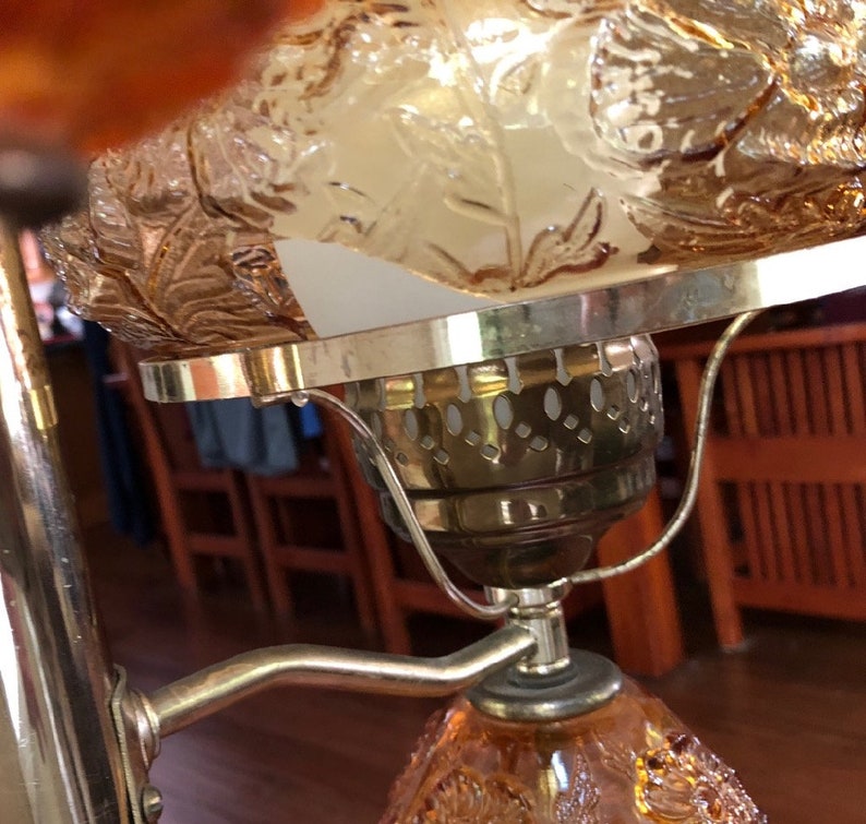 Tension Pole Lamp / 3 Fenton Poppy Glass Lamps & Ruffled Etsy