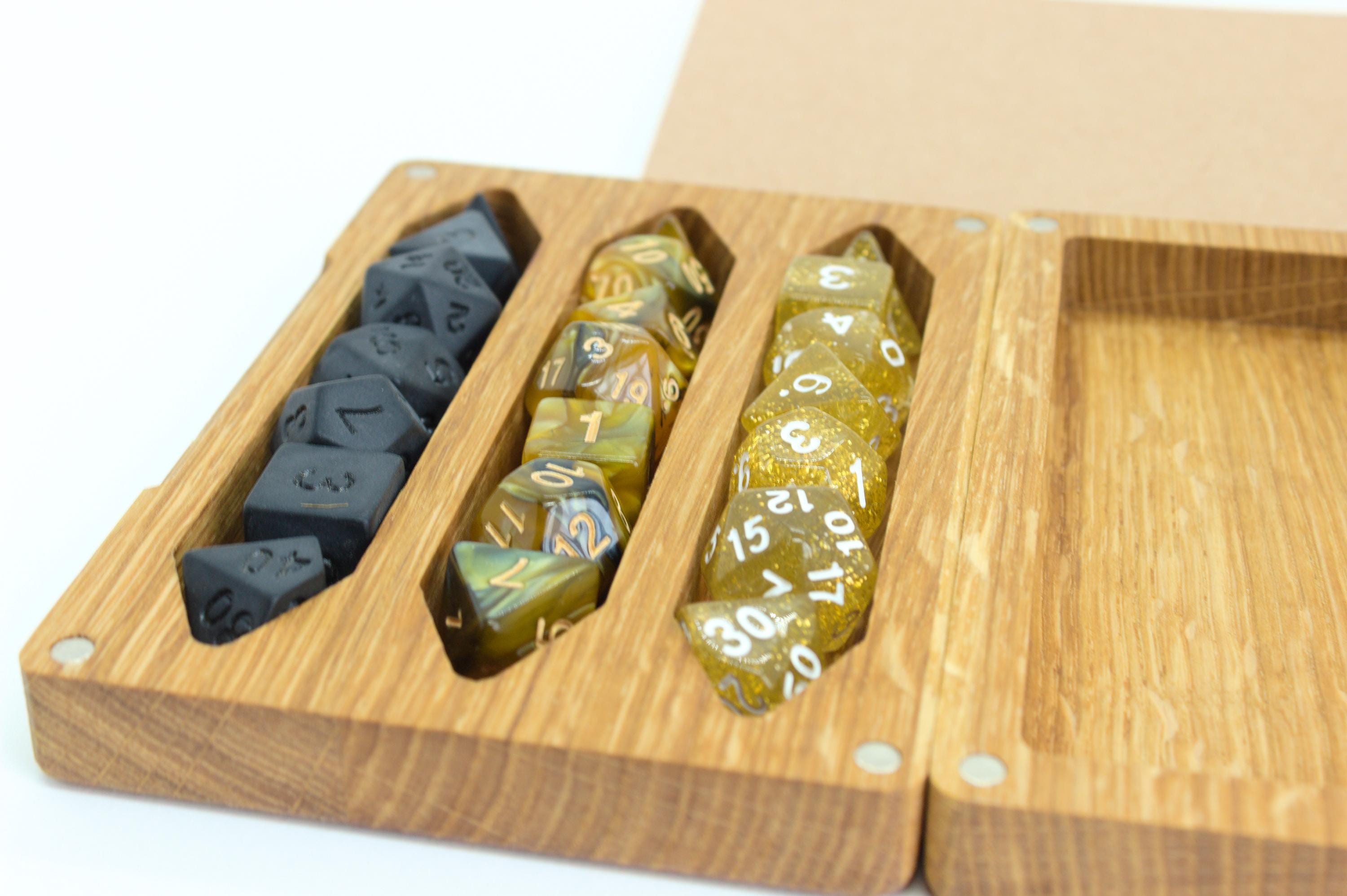 Oak Wood Dice Box With Rolling Tray, Magnetic Closure, Notebook, 3 Dice ...