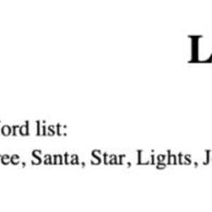 May include: Text on a white background reads "Laurel Sage and Ivory." Below, a word list includes "Tree, Santa, Star, Lights, Joy." The text is in a simple, clear font, suggesting a theme of holiday decor or crafts.