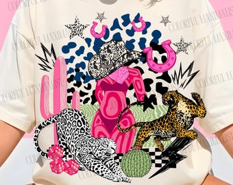 Western Grunge Collage PNG, Retro Restern Sublimation, Cowgirl Slot Machine Sublimation, Vintage Leopard Graphic, Trendy Western