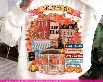 Stars Hollow  Town PNG, Luke's Diner PNG, Autumn Festival Png,  Gilmore Girls Inspired Fall Design, Digital Download