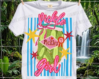 Pickle Girl Png|  Funny Pickle Lover Doodles PNG | Canned Pickles T-shirt Graphic | Coquette PNG | Digital Download