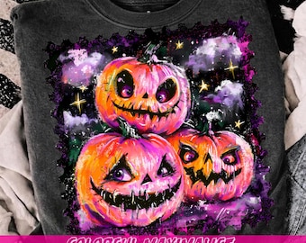 Scary  Fall Pumpkin Png Design Trendy Fall Sublimation Design, Western Halloween Png, Girly Pumpkin PNG, Creepy Cute Halloween Png