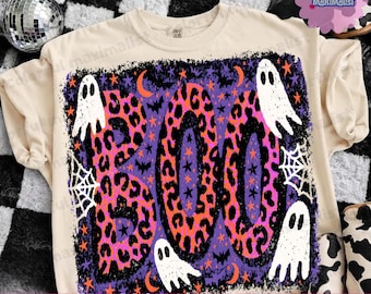Boo Ghost Png, Leopard Halloween Sublimation Design, Girly BOO Shirt PNG ( Digital Download and Commercial Use)
